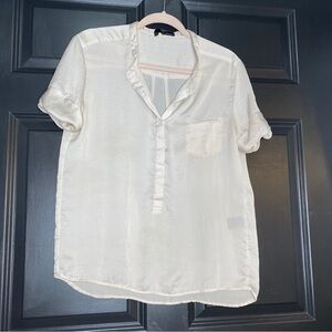 The Kooples Ivory Short Sleeve Henley Blouse Size Small